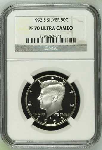 1993-S シルバー ケネディ プルーフ ハーフダラー NGC PF70 ウルトラカメオ レア 日付 50セント プルーフ