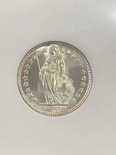 スイス 1/2フラン 1934B NGC MS65 0.835% シルバー ベルン造幣局