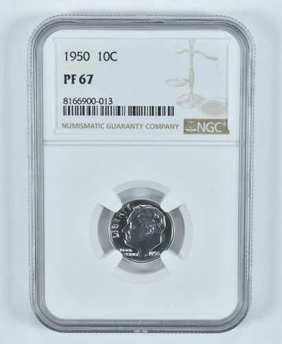1950年 ルーズベルト ダイム PF67 NGC ブラウンラベル