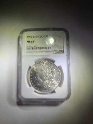 1921年 P モルガン銀貨 MS62 NGC 大きなダイクラックあり エラーとして評価されていません