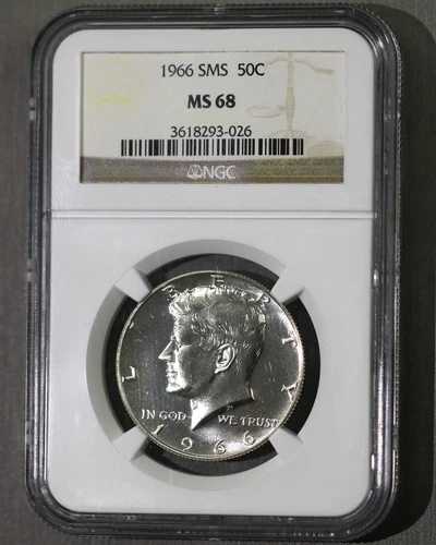 1966年 SMS 50セント ケネディ ハーフ NGC MS 68