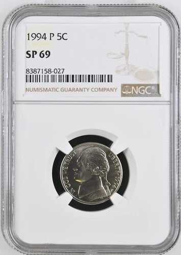 1994年 P 標本ストライク ジェファーソンニッケル NGC SP-67グレード