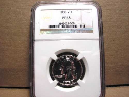 1958年 - P ワシントン クォーター、NGC PF 68