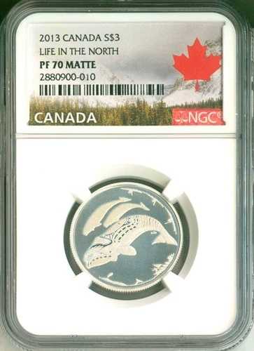 2013年 カナダ 3ドル ライフ・イン・ザ・ノース NGC PF70 マット