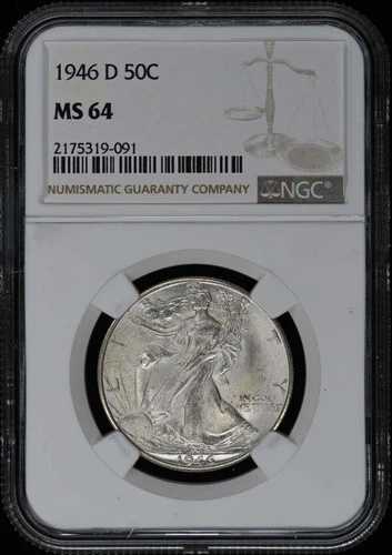 1946-D ウォーキング・リバティ・ハーフダラー 50セント NGC MS64 38,610円