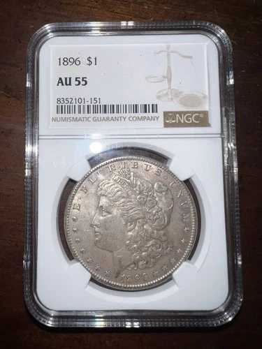 1896-P 1ドル モルガン銀貨 NGC証明書 AU55