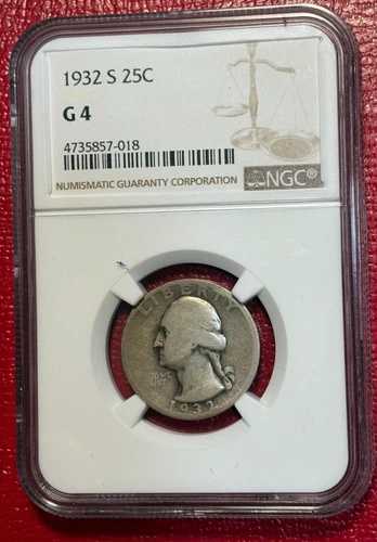 NGC G 4 1932 S ワシントン シルバー クォーター - 古い米国コイン - APR311