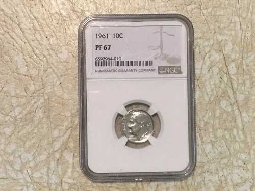 1961年 NGC PF67 90% シルバー プルーフ ルーズベルト ダイム 10セント ホワイトラベル