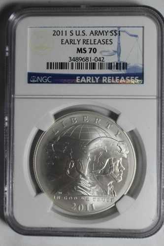 2011年S 米陸軍早期放出銀貨 MS 70 NGC #042