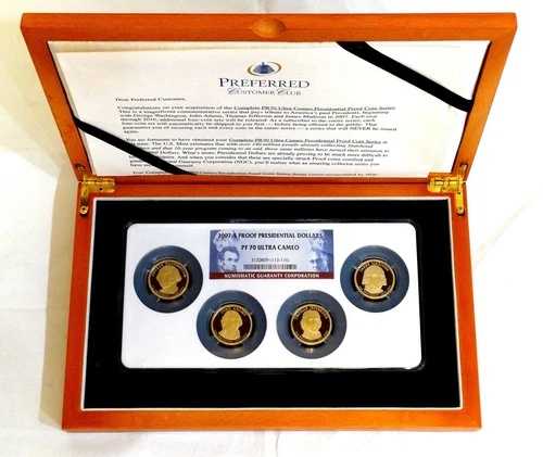 2007年 Sプルーフ 大統領記念ドルコイン 4枚 NGC PF70 ウルトラカメオセット 木箱付き
