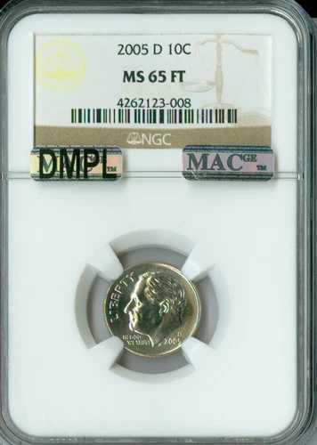 2005 D ルーズベルト ダイム NGC MS65 FT MAC DMPL PQ ビジネス ストライク レア。