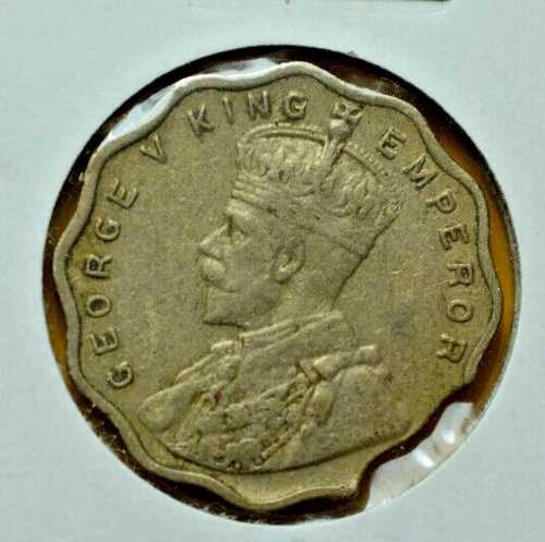 イギリス領インド 1918年 アンナ - 切り取りエラー。流通済み。