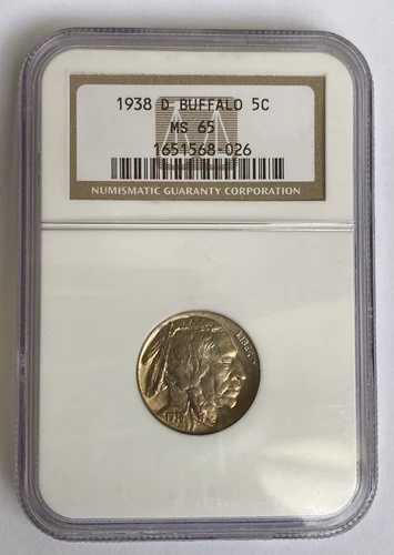 1938年 D NGC MS65 バッファローニッケル 5セント 米国造幣局コイン T-11