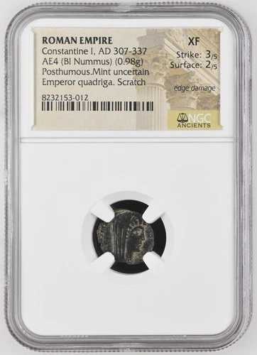 AD 307-337 ローマ帝国 AD 307-337 AE4 (BI Nummus) コンスタンティノス 1 世 NGC Ancients XF