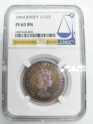 1964年 ジャージー 1/12 シリング ブロンズコイン NGC PF65BN