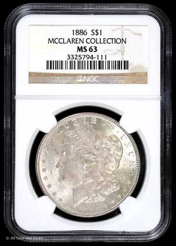 1886-P 1ドル モルガン銀貨 NGC MS 63 | マクラーレン・コレクション 未流通 UNC