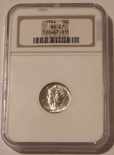 1944年製 マーキュリーダイム MS67 NGC ブラストホワイト