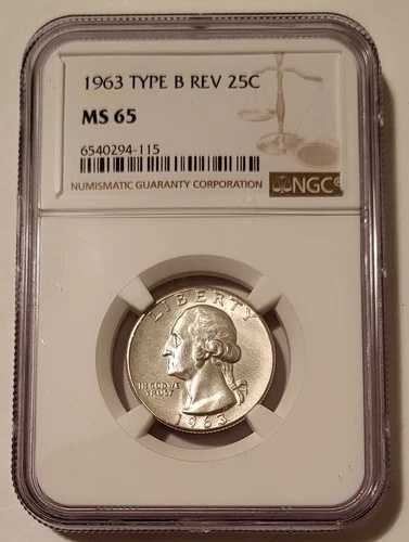1963年ワシントンクォータータイプBリバースバラエティFS-901 MS65 NGC rvトーニング