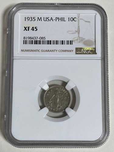 アメリカ フィリピン 1935年 10セント銀貨 NGC XF45 希少 / 73