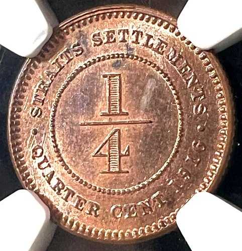 ?? 1916 年 海峡植民地マレー 1/4 ペンス NGC MS 64 RB ??