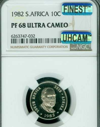 1982年 南アフリカ VOSTER 10セント NGC PF68 MAC FINEST UHCam MAC SPOTLESS *