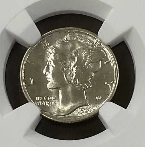 1937年製マーキュリーダイム10C NGC MS66FB。 38,610円