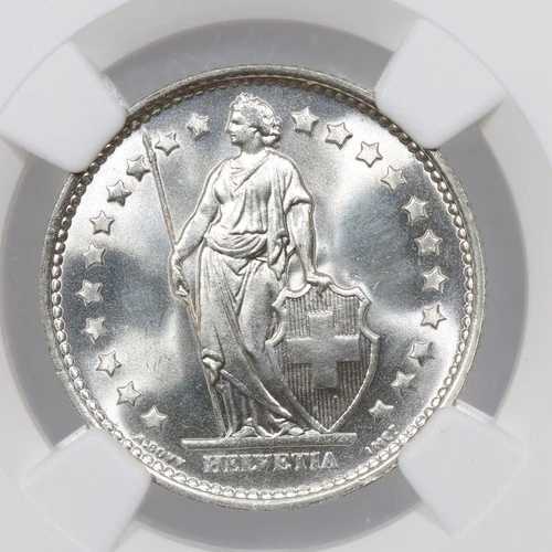 1966-B スイスフラン - NGC MS67 - トップポップ (7/0)