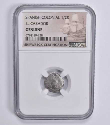 (1773-77) エル カザドル難破船 1/2 レアレス NGC 正規 MO FM シルバー コイン