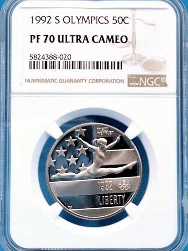 1992-S オリンピック ハーフダラー 50セント NGC PF 70 ウルトラカメオ - トップポップ