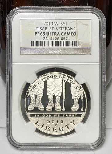2010 W DISABLED VETS SILVER DOLLAR PF69 Ultra Cameo WOW!