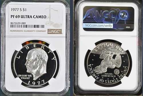 1977年 S アイゼンハワー ドル NGC PF69 UHCam MAC 最高級 & スポットレス *新品スラブ*