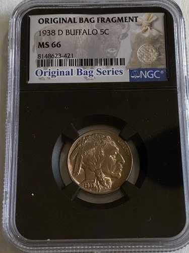 1938-D バッファローニッケル NGC MS66 オリジナルバッグ付き 未流通 ライトトーニング