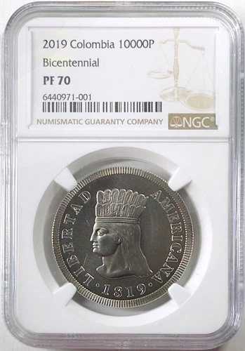 2019年コロンビア10,000ペソ ? 生誕200周年記念プルーフ ? NGC PF 70 ? パーフェクトグレード 38,610円