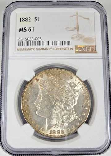 1882年 モルガン銀貨 1ドル NGC MS61 フィラデルフィア - トーニング