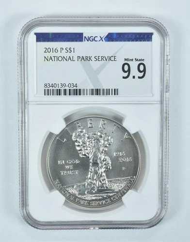 2016-P 国立公園記念銀貨 ミントステート 9.9 NGC X NGCX