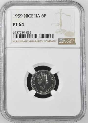 ナイジェリア 6ペンス 1959 NGC PF 64