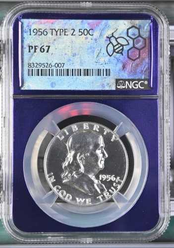 1956年 タイプ2 プルーフ フランクリン ハーフダラー 50セント NGC PF67 パープルコア 007 即日発送