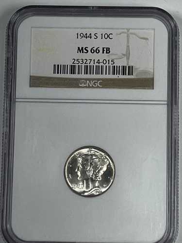1944-S マーキュリーダイム：NGC MS66FB ブレイジングホワイト
