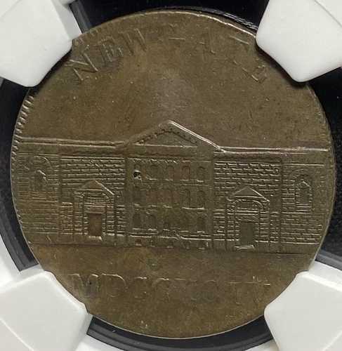 イギリス。1794年コンダー・ハーフペニー・トークン D&H-391 ニューゲート、キング・ジョージ NGC XF45