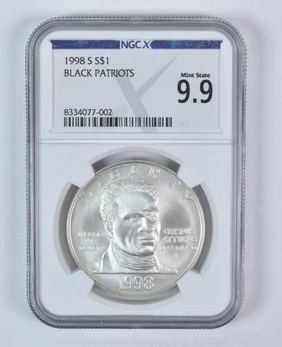 1998-S ブラック・パトリオット記念銀貨 ミントステート 9.9 NGC X NGCX