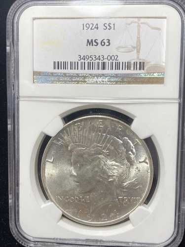 1924年 1ドル 平和ドル NGC MS63 #3495343-002 38,610円