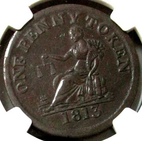 1813年 イギリス ペニー・シェフィールド ロスコー・プレイス NGC AU 53 BN W-1052