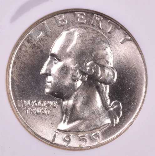 1959-D ワシントン シルバー クォーター - NGC MS66 W - 希少 W