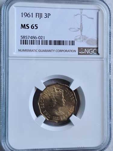フィジー 3ペンス 1961 NGC MS 65