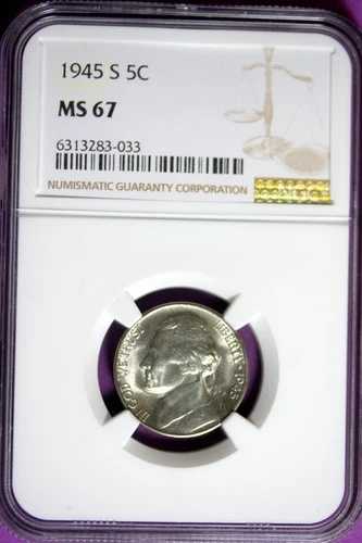 1945年 - S NGC MS67 ジェファーソンニッケル!! #B33485
