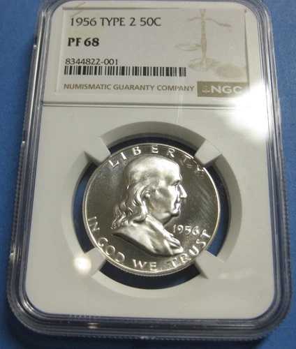 1956年 プルーフ フランクリン ハーフダラー NGC PF 68 #22-001