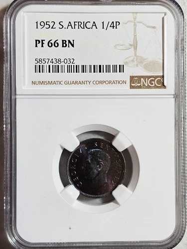南アフリカ 1/4 ペニー 1952 NGC PF 66 BN