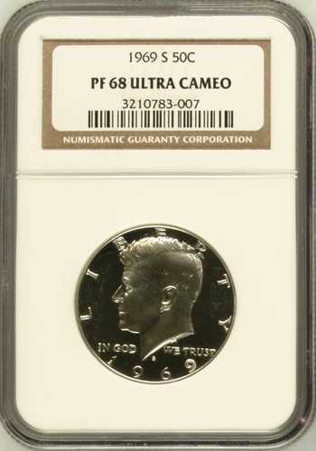 :1969-S S50C シルバー ケネディ ハーフダラー NGC プルーフ PF 68 UCAM レア R2 ハイグレード