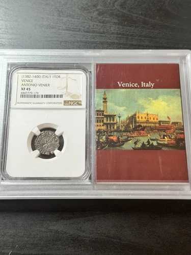 1382-1400 ヴェネツィア イタリア アントニオ・ヴェニエ 1 TOR コイン NGC XF45 ストーリーヴォールト (Slab2439)