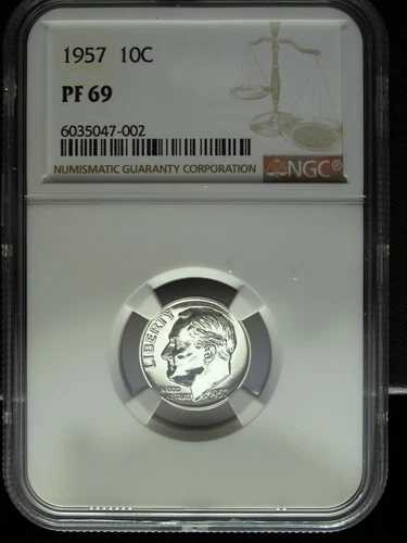 1957 NGC プルーフ 69 ル??ーズベルト シルバー ダイム ☆☆ セットに最適 ☆☆ 002